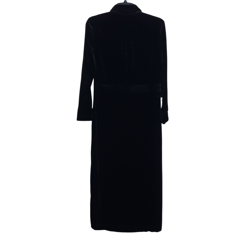 Faherty Stretch Silk Velvet Maxi Dress Women Small Black Side Slits NWT - Picture 3 of 4